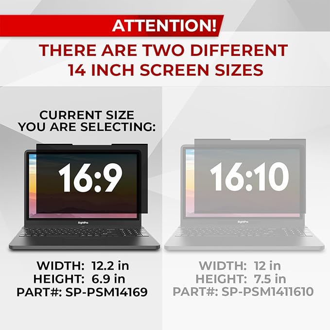Magnetic Laptop Privacy Screen 14 Inch 16:9 - Patented Removable Laptop Privacy Filter Shield and Protector