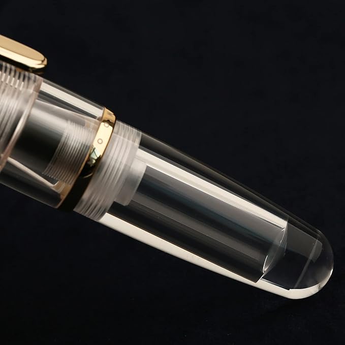Lanxivi Majohn Q1 Fountain Pen Bent Nib Fude Pen, Little Fat Man Transparent Eyedropper Filling Pocket Pen Large Capacity