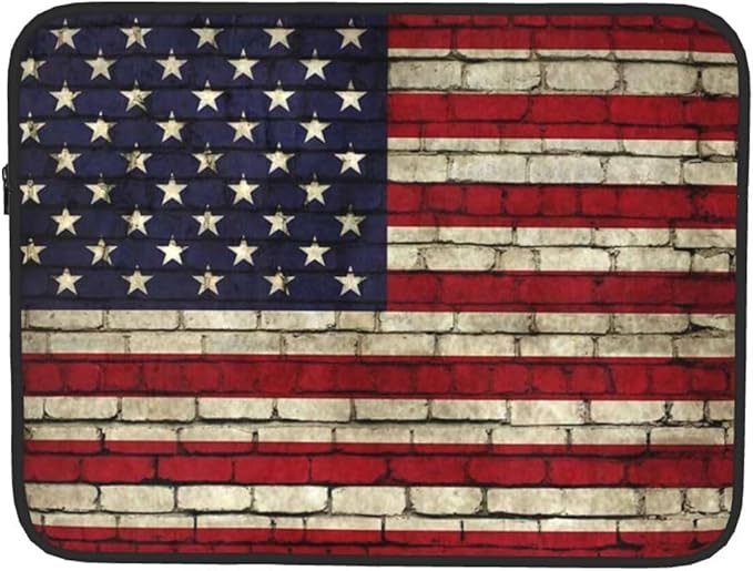 American Flag on The Wall Laptop Sleeve 13 inch, Slim Laptop Bag Case with Zipper, Portable Tablet Computer Carrying Case for Men Women