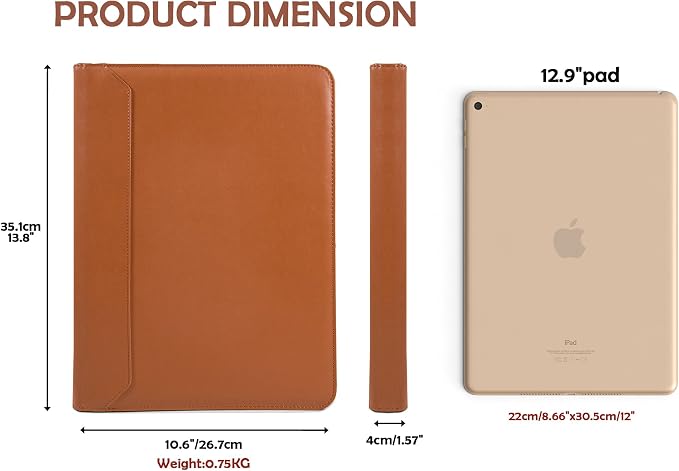 AZXCG Zipper Portfolio Padfolio Binder,3 Ring Padfolio for Women and Men,Business Portfolio Organizer for Women with A4 Writing Pad Holder,Business Portfolio for Meeting,Gift for Father's Day