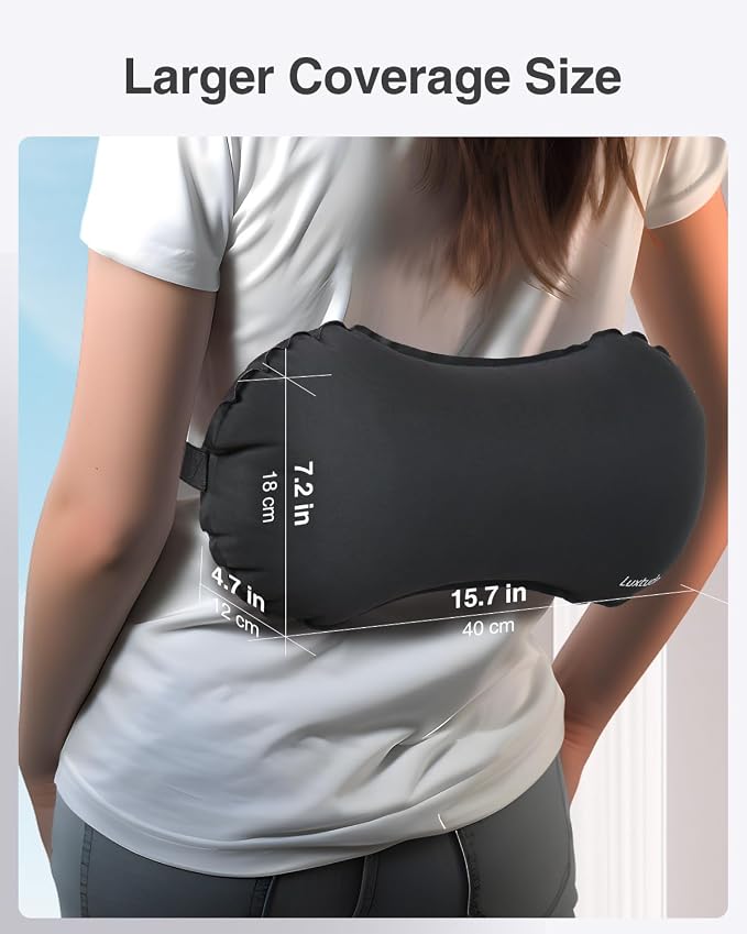 Luxtude Inflatable Lumbar Pillow for Airplane Travel, Lumbar Support Pillow for Office Chair/Car, Self-Inflating Travel Airplane Pillows, Back Support Pillows for Reducing Back/Neck Pain