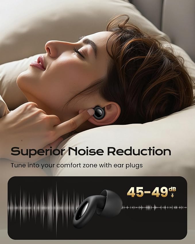 Ear Plugs for Sleeping Noise Cancelling, Reusable Silicone Earplugs for Sleeping, Noise Reduction, Deep Focus, Travel, High Fidelity Flexible Fit Hearing Protection, 30dB Noise Reduction