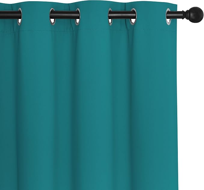 NICETOWN Blackout Curtains 54 Inches Long, Thermal Insulated Room Darkening Curtains for Bedroom, Window Treatment Drapes for Living Room Nursery (W66 x L54 Inch, Peacock Teal, 1 Panel)