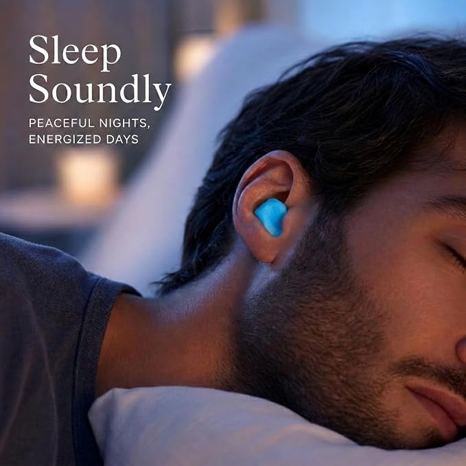 Ear Plugs for Sleeping & Snoring - 12 Pairs Moldable Silicone Gel Earplugs for Noise Cancelling, Swimming, Airplane, 32 dB NRR Reusable Waterproof Ear Plugs for Men Women (Blue)