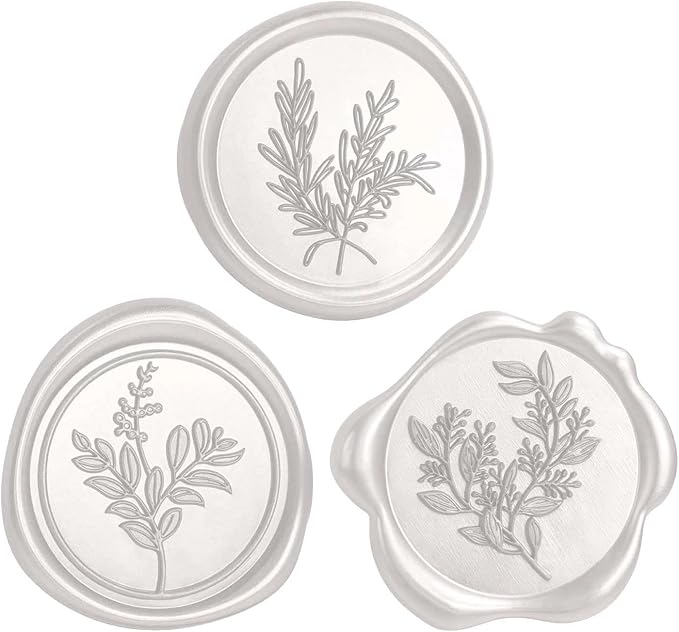 60 Pcs Wax Seal Stickers Set (3 Designs in 1 Pack) - Adhesive Backed Elegant Floral Designs for Wedding Invitation Envelope Seal Stickers Gift Wrapping (Pearl White)