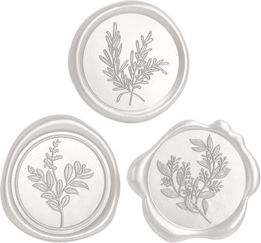60 Pcs Wax Seal Stickers Set (3 Designs in 1 Pack) - Adhesive Backed Elegant Floral Designs for Wedding Invitation Envelope Seal Stickers Gift Wrapping (Pearl White)