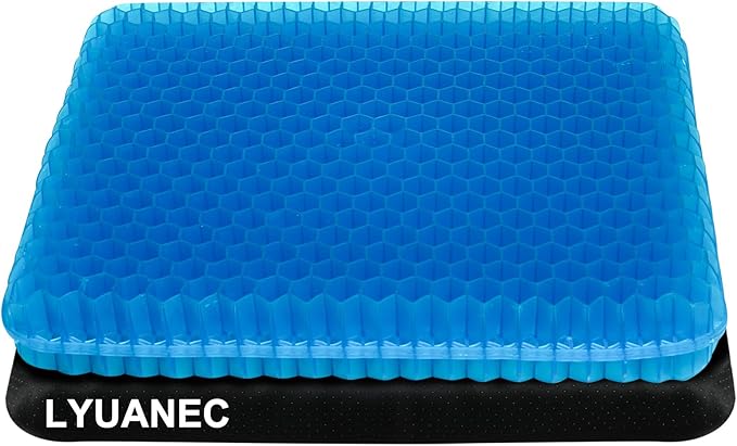 Gel Seat Cushion for Long Sitting - 18" x 16" x 2.4" (Extra Thick＆Soft) | Gel Cushion for People Over 200 lbs, Pressure Relief Cushion for Office Chair, Egg Cushions for Wheelchair, Gel Pad for Car