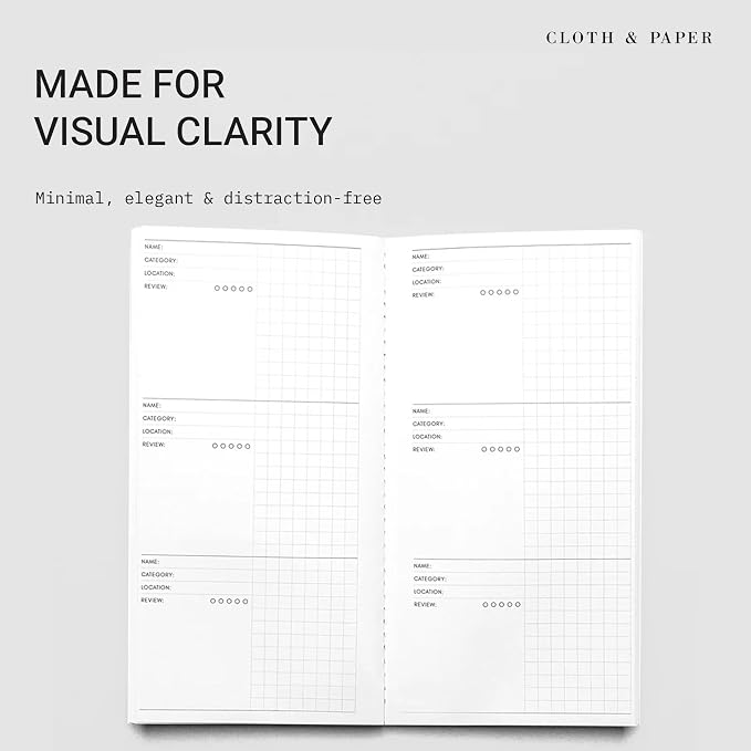 Cloth & Paper Travel Notebook | Experience Journal Tracker – Walnut | A5 Slim Travel Journal Notebook 4.3" x 8.3" | Experience Log for Restaurants, Travel, Places & Activities – Soft Touch Cover