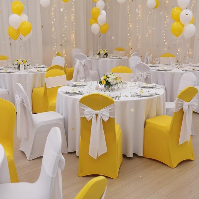 Spandex Dining Chair Cover Covers Slipcovers for Wedding Banquet (Yellow)