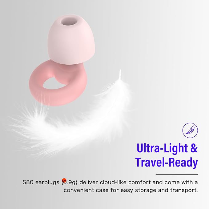 Ear Plugs for Sleeping Noise Cancelling, Reusable 35-46dB Noise Reduction Earplugs with 7 Silicone Ear Tips & Carry Case, Comfortable Hearing Protection for Sleep, Work, Study, Travel & Concerts Pink