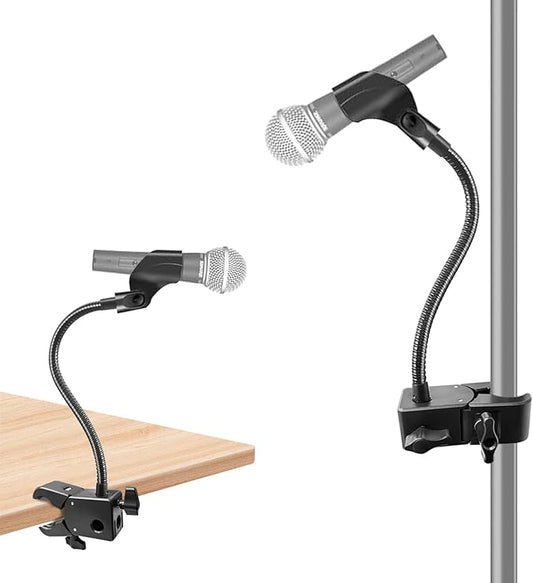 Gooseneck Microphone Stand, Flexible Mic Arm Stand, Desk Mic Stand With Super Clamp Mount Mic Clip and 3/8" to 5/8" Adapter, Compatible with Shure/Fifine / AT2020 / Pyle/Blue Snowball/Razer (13 Inch)