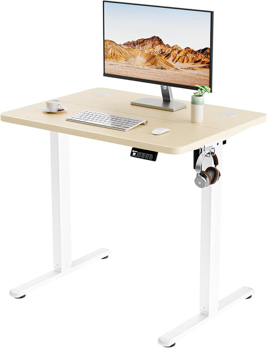 Small Standing Desk, 32"x24" Height Adjustable Sit-Stand, Home Office, Oak | Electric Adjustable Standing Desk, Sit to Stand Computer Office Desk with Splice Board, Memory Preset, Lifts 28.7''-46.5"
