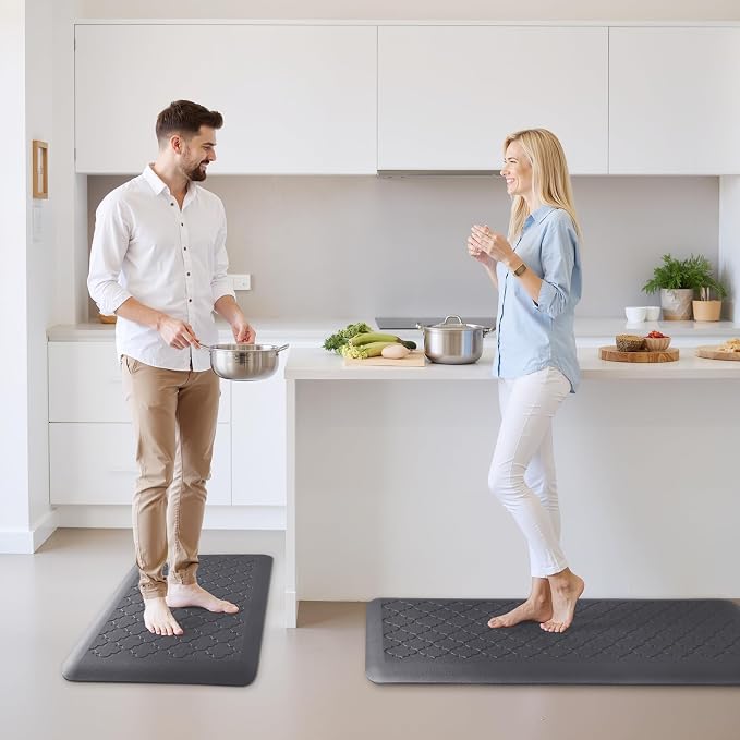 TranquilRelax 4/5 Inch Thick Anti-Fatigue Kitchen Mat Water Resistant Non-Slip Kitchen Floor Mat Ergonomic Comfort Standing Mat for Home Kitchen Office Laundry 17.3"x 24" Grey