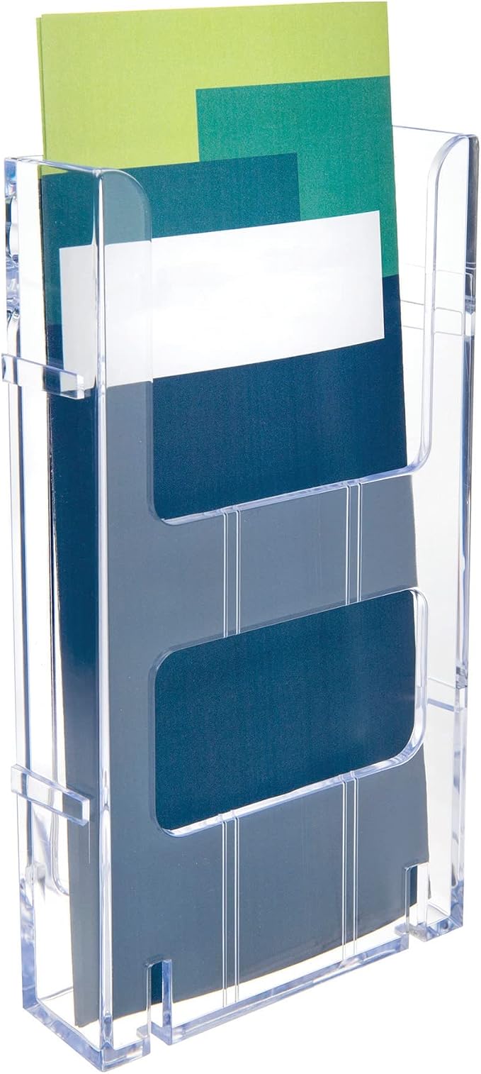 Deflecto® Lit Loc® Interlocking Leaflet Literature Display, 8" H x 4 3/8" W x 1 1/4" D, Clear