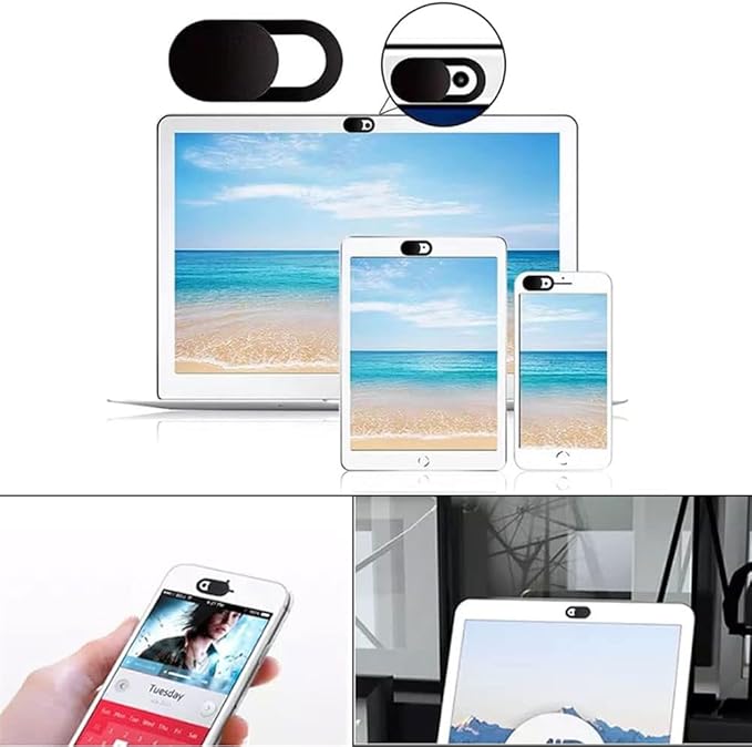 Webcam Cover (6 Pack), 0.03 inch Ultra Thin Laptop Camera Cover Slide for iPhone iPad MacBook Pro Computer iMac Cell Phone PC Accessories Camera Blocker Slider, Great for Privacy (Black)