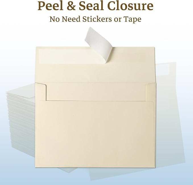 Cream Folded Blank Cards and Envelopes, Goefun 4.25 x 5.5 Ivory Cardstock and A2 Envelopes Self Seal 100 Pack for Wedding, Invitations, DIY Greeting Cardstock, Thank You Cards & All Occasion