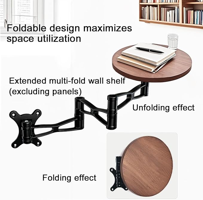 Foldable Floating Nightstand Rotate Brackets,Small Coffee Tables for Small Spaces Wall Side Table Bracket,Bathroom Table Wall Mounted Hinges,Suitable for DIY Side Tables,Nightstands,etc
