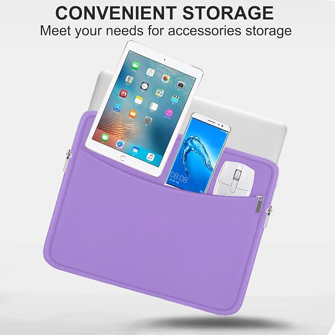 Laptop Sleeve 15.6 inch, Shockproof Protective Laptop Cover Briefcase Carrying Computer Bag with Accessory Pocket, Portable Computer Case Compatible with MacBook, HP, Dell, Lenovo, Asus, Purple