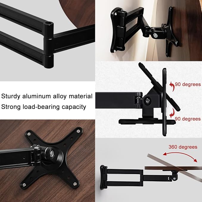 Floating Nightstand Rotatable Brackets,Small Round Side Tabl Folding Brackets,Mini Coffee Table Extensible Hinges,Bathtub Side Table Bracket,Suitable for DIY As Sofa Side Table,Over Bed Table