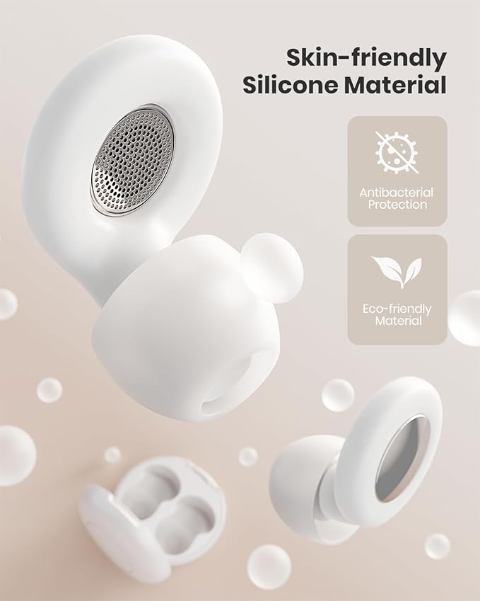 Ear Plugs for Sleeping Noise Cancelling, Reusable Silicone Ear Plugs for Noise Reduction with 8 Ear Tips, Earplugs for Sleep, Concerts, Travel, Snoring (Black + White, One Size)