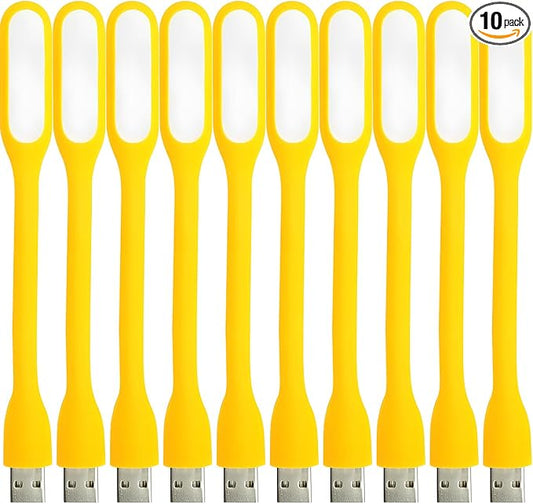 USB LED Light Lamp for Power Bank, Portable Eye Care Mini Night Light with Flexible Arm, USB Gooseneck Reading Lamps Book Light,Compatible for Desktop, Notebook Laptop (10-Yellow)