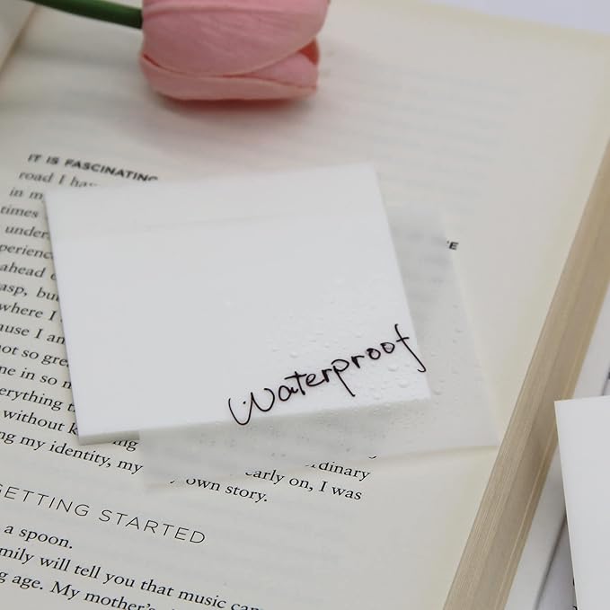 400 Sheets Transparent Sticky Notes, 3x3 inch Clear See Through Sticky Notes, for Reading Writing Notes Book Markers, Study Office School Supplies, 50 Sheets/Pad (8 Pads)