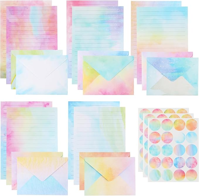 160Pcs Stationary Letter and Envelopes:50 Watercolor Stationery Paper&50 Envelopes,Lined Stationery Paper and Envelopes Set,Stationary Paper and Envelopes Set,Letter Writing Stationery Sets