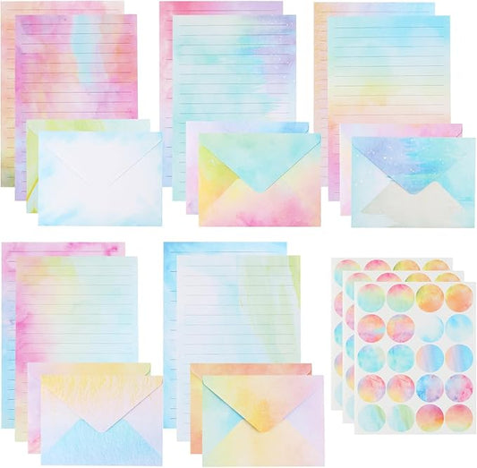 160Pcs Stationary Letter and Envelopes:50 Watercolor Stationery Paper&50 Envelopes,Lined Stationery Paper and Envelopes Set,Stationary Paper and Envelopes Set,Letter Writing Stationery Sets