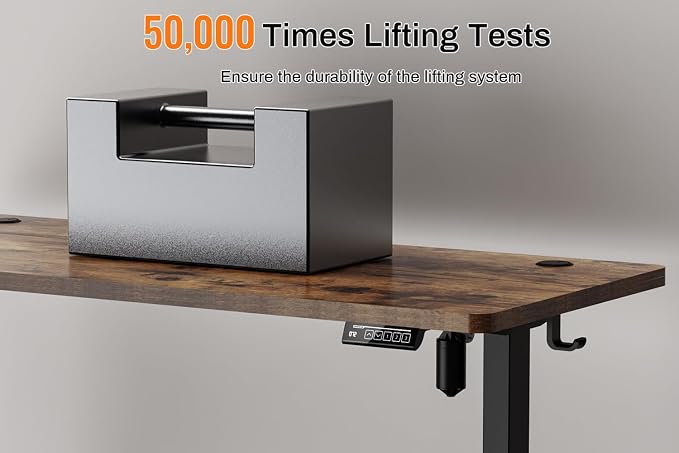 Standing Desk Electric Height Adjustable Desk 48 x 23.6 Inches Sit Stand up Desk, Computer Home Office Desk Memory Preset with Two-Piece Desktop (Vintage Brown, 48 * 24 Inch)