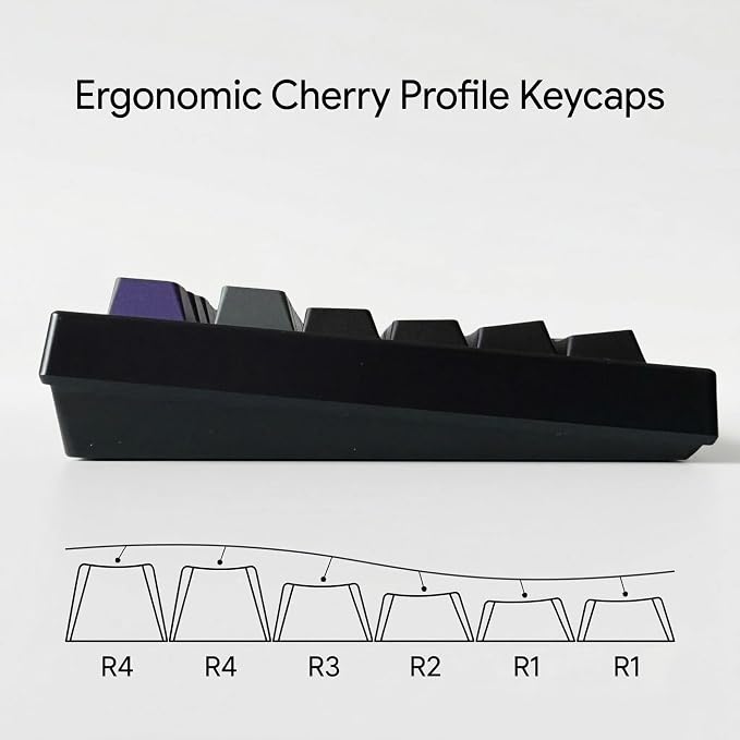 124 Keys Black Grey Purple Keycaps, PBT Double Shot Cherry Profile Keycap Set, Custom Mechanical Keyboard Keycaps for 60% 65% 75% 87% 100% ANSI Layout，Cherry Mx Switches