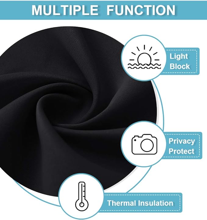 RYB HOME Privacy Curtain for Sliding Glass Door, Light Block Noise Reduce Insulated Curtain Screen Ceiling to Floor for Locker Room Basement Bedroom Closet, 100 inch Wide x 96 inch Long, Black