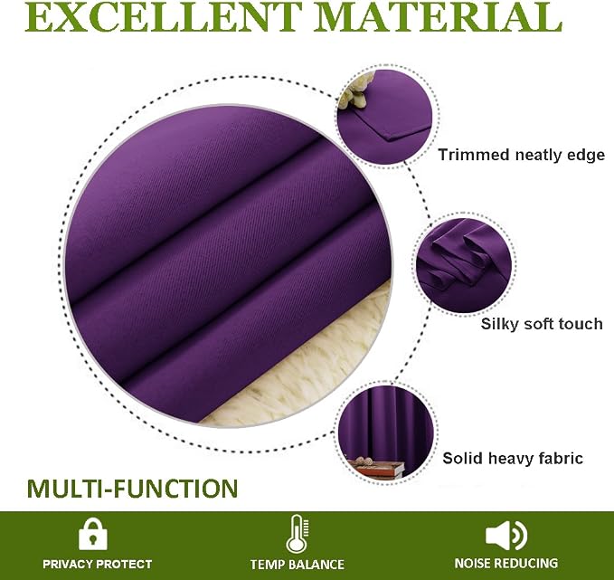 NICETOWN Energy Saving Blackout Darkening Drape, Triple Weave Home Decoration Thermal Insulated Solid Ring Top Blackout Curtain/Drape for Bedroom(1 Panel, 42 x 84 inch, Royal Purple)