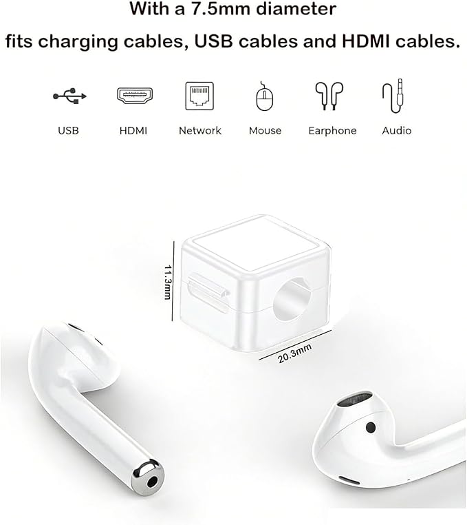 10 Pack Cord Organizer, Magnetic Cable Management, Cord Holder for Desk, Adhesive Cable Clips Wire Keeper for Nightstand, Home, Office, Desktop, Car, Wall (White)