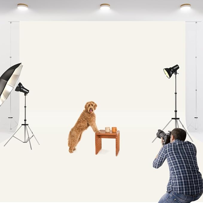 Aimosen 10x10 FT Ivory Backdrop Background for Photography Large Photo Backdrop Curtain Drapes, High Density Ivory Screen Backdrops for Portrait Photoshoot Booth Video Studio