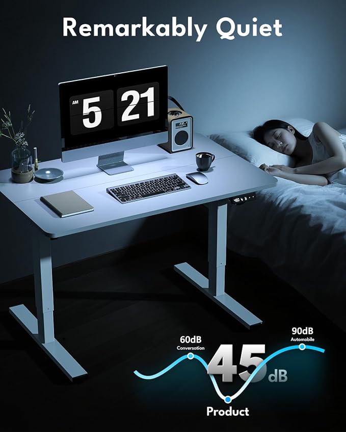 Electric Standing Desk, Gaming Desk, 40 x 24 Inch, White | Height Adjustable Computer Desk with Smart Controller, Sit and Stand Up Table for Home, Office, Work, Study, Writing