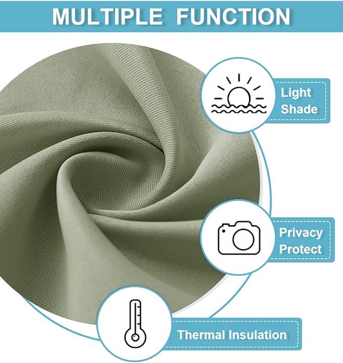 RYB HOME Privacy Curtain for Sliding Glass Door, Light Block Noise Reduce Insulated Curtain Screen Ceiling to Floor for Locker Room Basement Bedroom Closet, 100 inch Wide x 84 inch Long, Sage Green