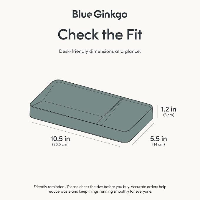 BLUE GINKGO Desk Organizer Tray, Green, Made in Korea | Double-Sided. Sloped Design. Easy Access.