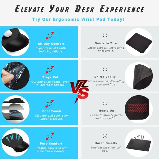 DEMON CHEST ErgoComfort Gel Wrist Rest Mouse Pad-Ergonomic Office Mousepad with Wrist Support-Non-Slip, Design Desk Accessories Mat for Home&Game Decor (06Pink T)