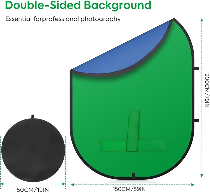 Green Screen Portable,Heorryn 3x5ft Green Blue Screen Chair Backdrop Kit Background Double Sided Pop Up Chroma Key for Photography,Live Streaming Gaming Zoom Video Chats Parties and Meeting