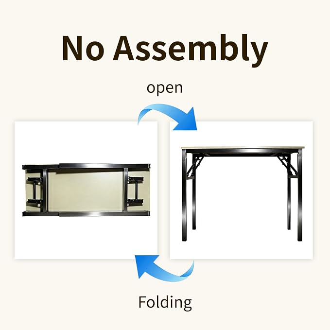 Folding Desk, 39 Inch Foldable Computer Table No Assembly Required,Warm White Small Desk for Home Office,Space-Saving Table for Bedroom, Dorm, RV