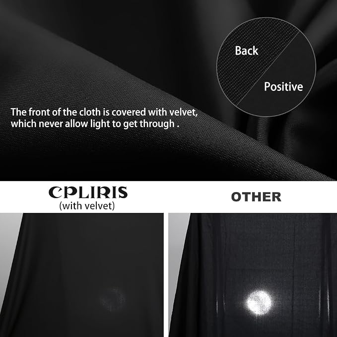 CPLIRIS 10x8ft Black Backdrop Background for Photography, High Density Polyester Fabric Photo Backdrop Curtain for Portrait Photoshoot, Party and Video