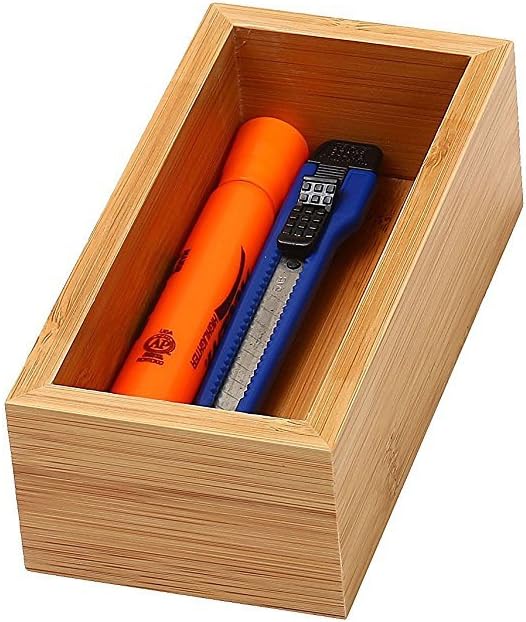 YBM HOME Bamboo Drawer Organizer Storage Box for Kitchen Drawer, Junk Drawer, Office, Bedroom, Children Room, Craft, Sewing, and Bathroom, 3x6x2 inch