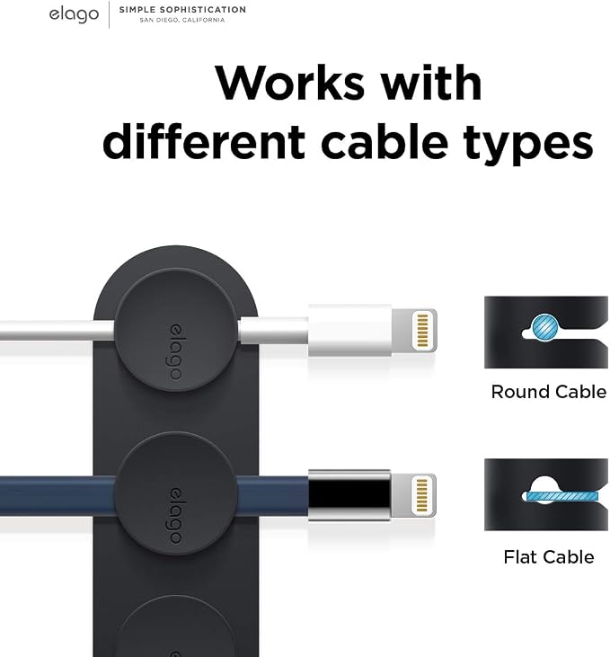 elago Magnetic Cable Management Buttons | Reusable Sticker Attaches to Surface, Organize 3 Cables, Magnetic cable holder, Powerful magnets, Desk Organization (Black)