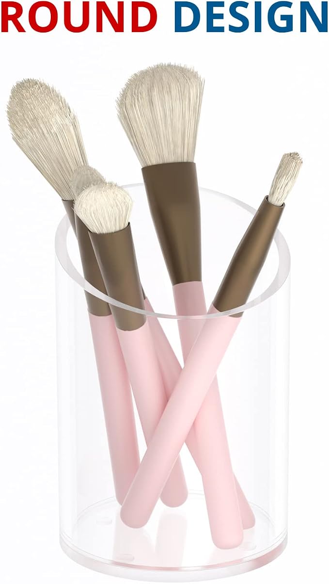 KOTEMON Pen Holder for Desk Organizer, Acrylic Makeup Brush Organizer Sanitizer Holder Pen and Pencil Holder for Office, Home, School, Clear