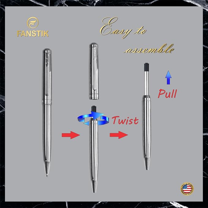 FANSTIK Silver Luxury ballpoint Pen, fancy gift set for women, Chrome Finish, Professional executive pen gift set for men (Lux BallPoint Silver)