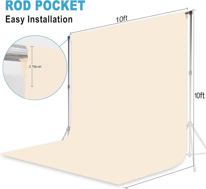 Cream Backdrop for Photoshoot Professional Photo Backdrop Background Curtain for Product Photography Portraits Wedding Party Live Streaming Video Recording 10X10 FT