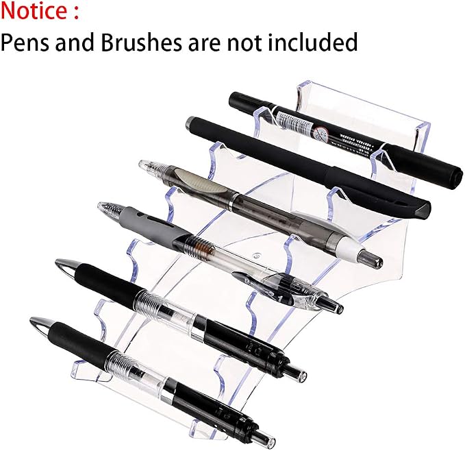 Hipiwe Acrylic Pen Holder Display Stand Makeup Brush Organizer, 2Pcs 6-Slot | Clear Nail Brush Eyebrow Fountain Pen Display Rack (Pack of 2)