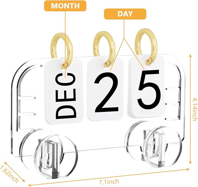 Acrylic Perpetual Desk Calendar 2023-2024 Standing Flip, Vintage Desktop Flip Calendar with Acrylic Month Date Large Display Blocks, Daily Flip Calendar for Home Office Decor Desk Accessories (Style