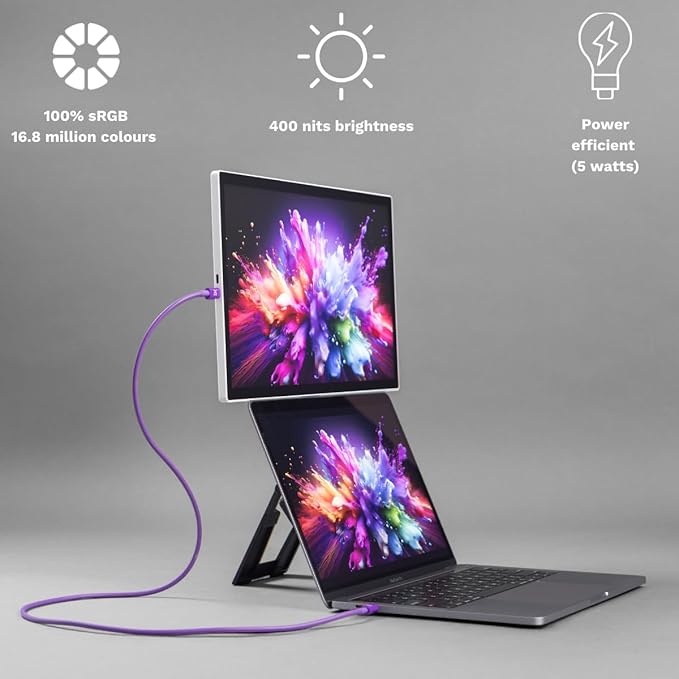 Espresso Lite 15 Portable Monitor (White) – 15.6” Full HD USB-C Display, Single-Cable Power, Ultra-Light Travel Monitor for Laptop, iPad & USB-C Devices