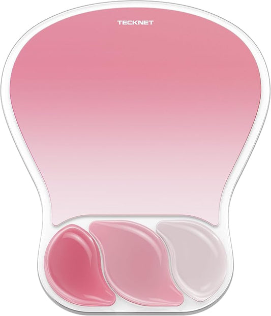 TECKNET Gel Ergonomic Mouse Pad, Mouse Pad with Wrist Rest, Pink | Gel Wrist Support for Relieve Wrist Pain Comfortably, Non-Slip Base & Waterproof Surface for Office, Gaming, Study Comfort